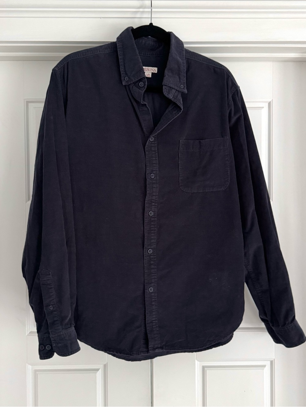 Merona Navy Blue Ribbed Cotton Button Down, Large
